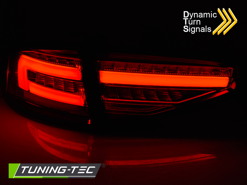 Задние фонари с динамическим поворотником тёмно-красные на Audi A4 B8 седан